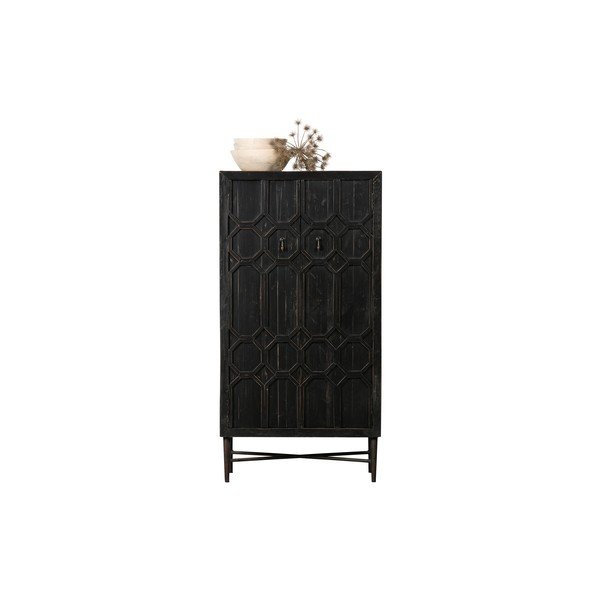 Černá skříňka z recyklovaného dřeva 75x143x40 cm Bequest – WOOOD-image-3