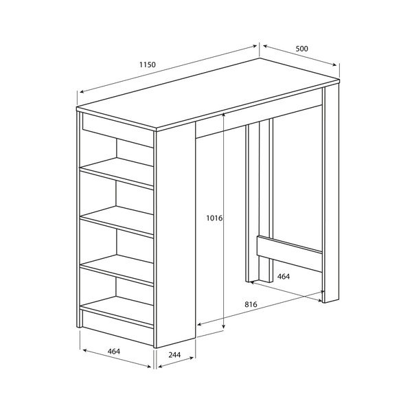 Bílý barový stůl s hnědou deskou TemaHome Aravis-image-1
