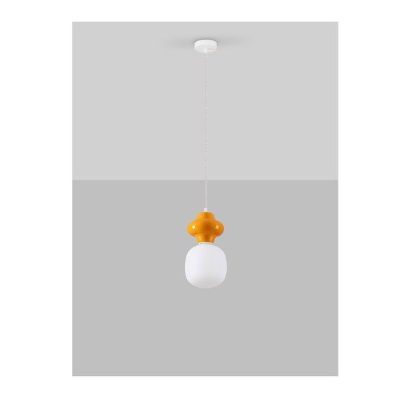 Bílé/oranžové keramické závěsné svítidlo se skleněným stínidlem ø 18 cm Clio – Nova Luce-image-3