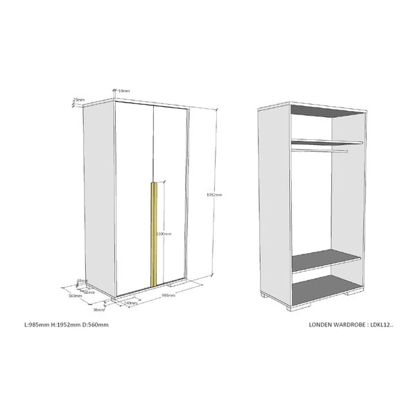 Tmavě šedá dětská šatní skříň 98x195 cm London – Vipack-image-3