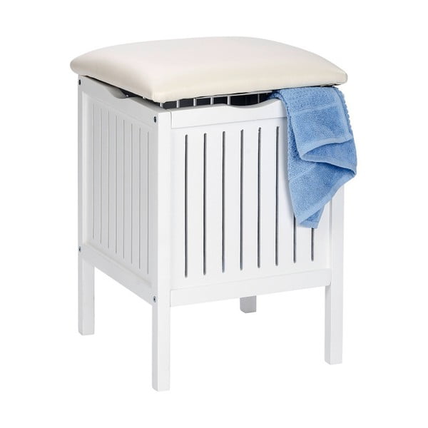 Bílá dřevěná stolička s úložným prostorem Wenko Oslo-image-2