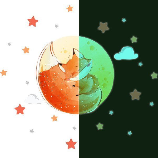 Dětská samolepka na zeď 30x30 cm Dreamy Fox – Ambiance-image-4