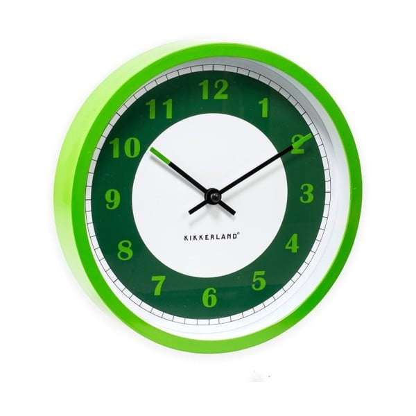 Zeleno-bílé nástěnné hodiny Kikkerland Time