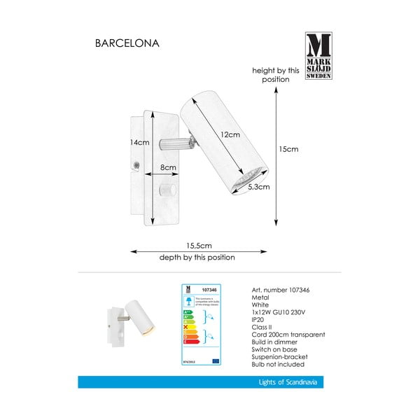 Bílé nástěnné svítidlo Markslöjd Barcelona-image-2
