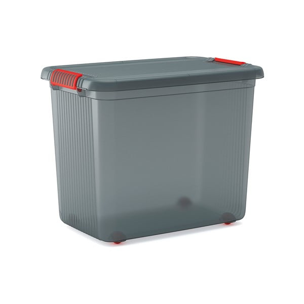 Šedý plastový úložný box s víkem 59x39x45 cm K Latch Box – KIS