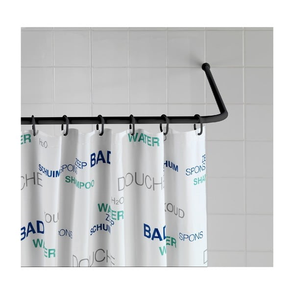 Černá univerzální rohová tyč na sprchový závěs Wenko Black, ø 2 cm-image-1