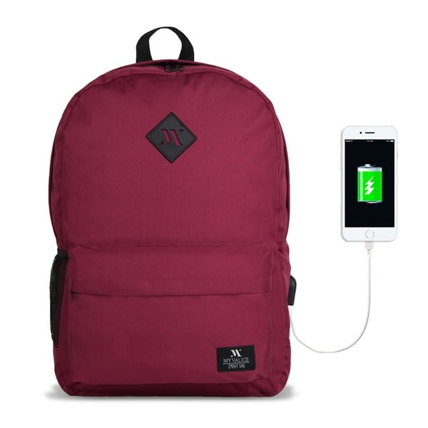 Tmavě vínový batoh s USB portem My Valice SPECTA Smart Bag-image-1