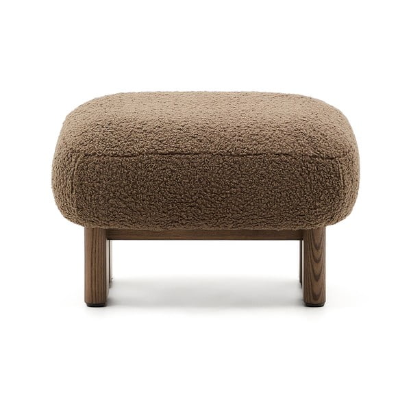 Hnědá podnožka z textilie bouclé Nema – Kave Home