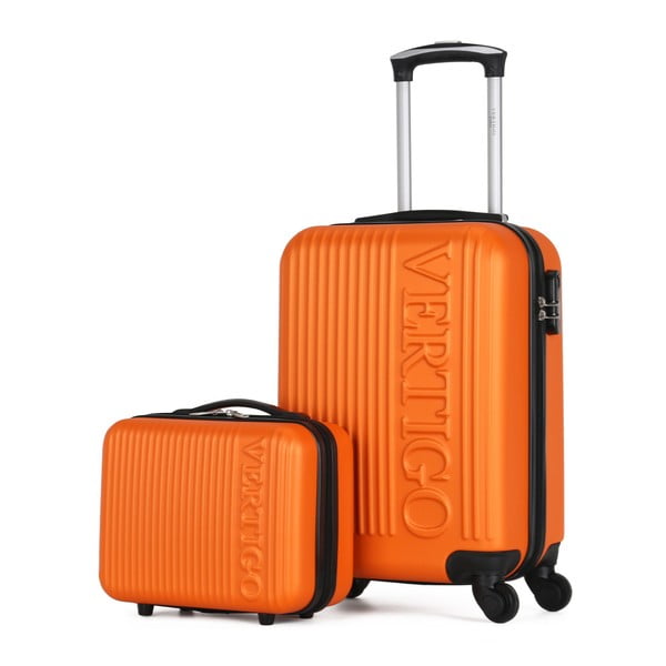 Sada oranžového cestovního kufru na kolečkách a menšího kufříku VERTIGO Valises Cabine & Vanity Case