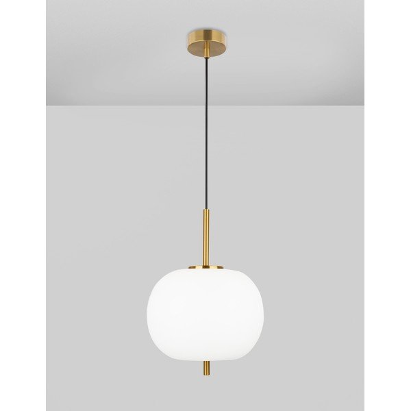 Bílé/v mosazné barvě skleněné závěsné svítidlo ø 30 cm Lato – Nova Luce-image-1