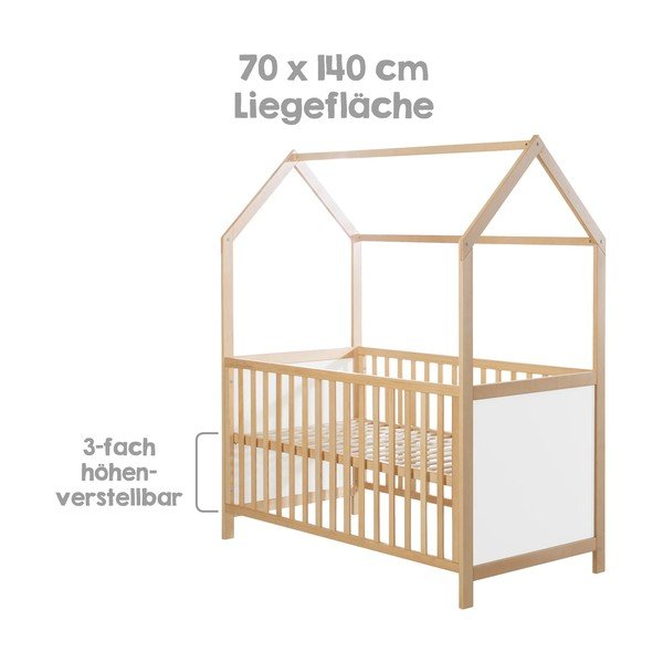 Postýlka v bílo-přírodní barvě 70x140 cm – Roba-image-3