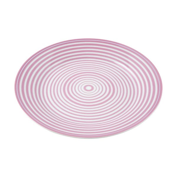Porcelánový talíř Lines, růžový 4 ks