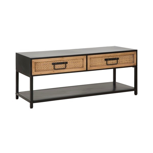 Černý/v přírodní barvě kovový TV stolek 95x38x38 cm Hanoi – Mauro Ferretti-image-2