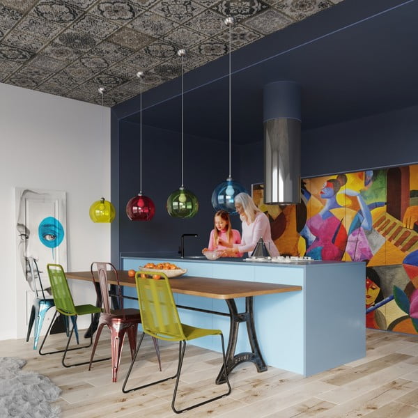 Zelené závěsné svítidlo se skleněným stínidlem ø 30 cm Bilbao – Sollux-image-4