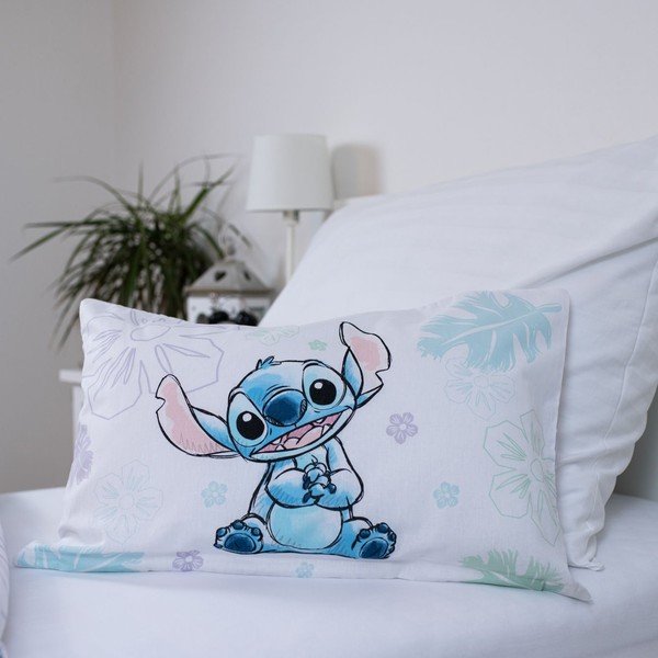 Bílé bavlněné dětské povlečení do postýlky 100x135 cm Lilo and Stitch "Ohana White" – Jerry Fabrics-image-3