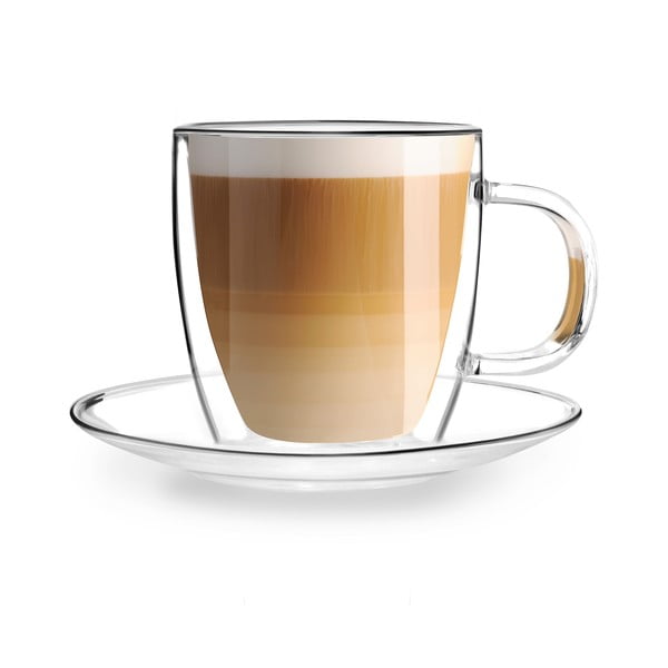 Sada 2 dvoustěnných skleněných šálků s podšálkem Vialli Design, 250 ml-image-3