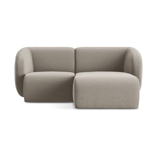 Světle hnědá sametová rohová pohovka (pravý roh/s lenoškou) Lani – Makamii