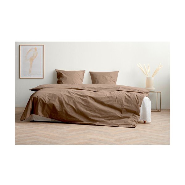 Hnědé prodloužené povlečení na dvoulůžko z bavlněného perkálu 200x220 cm Crisp – Södahl-image-3