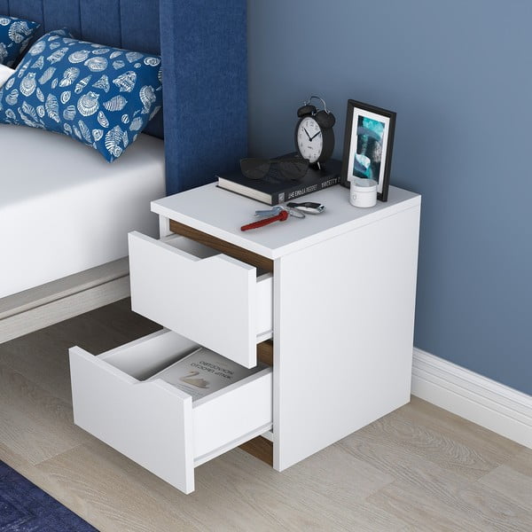 Bílý noční stolek Erica – Kalune Design-image-4