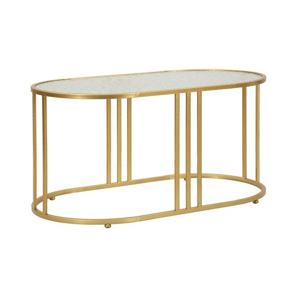 Bílý/ve zlaté barvě konferenční stolek se skleněnou deskou 50x90 cm Antalia – Mauro Ferretti