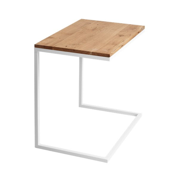 Stůl s bílým podnožím a deskou z masivního dubu CustomForm Lupe