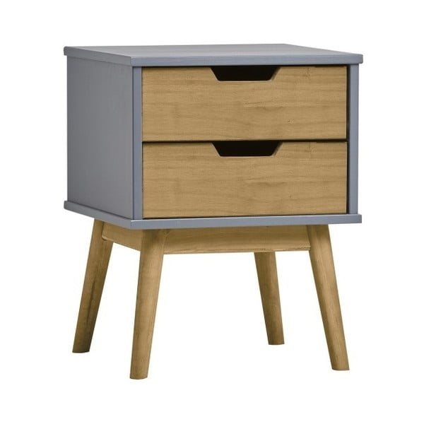 Šedo-hnědý noční stolek z masivního borovicového dřeva Marckeric Baku-image-2