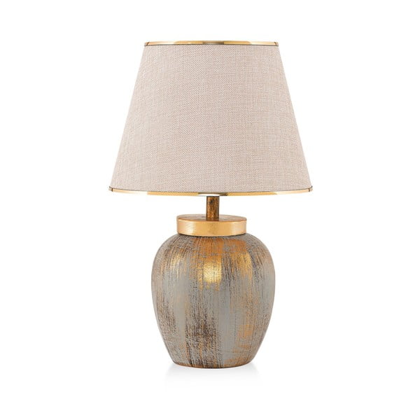 Krémová/ve zlaté barvě stolní lampa s textilním stínidlem (výška 47 cm) Yakamoz – Opviq lights-image-2