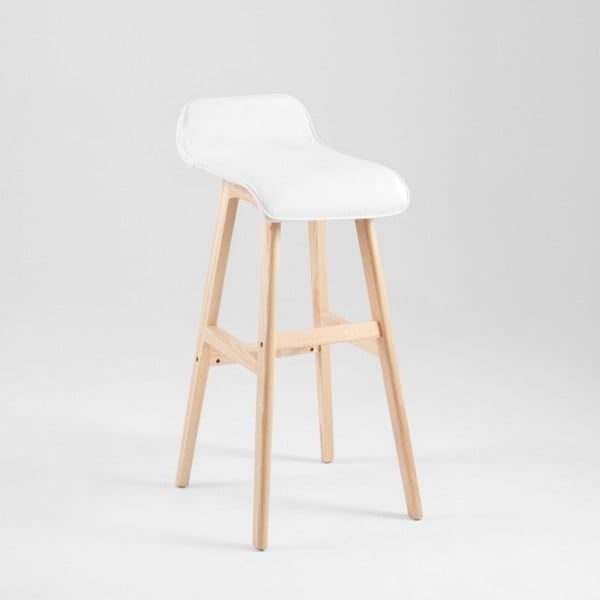 Bílá barová židle s jasanovými nohami Tonberg