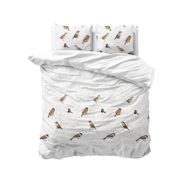 Povlečení s příměsí bavlny na dvoulůžko Sleeptime Birdy, 200 x 220 cm