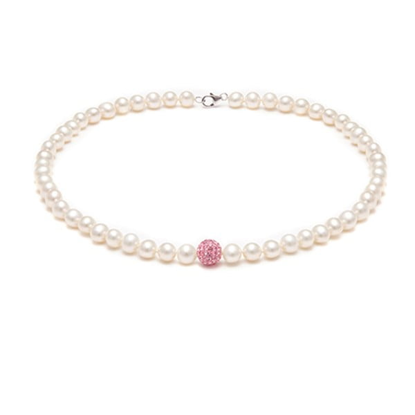 Perlový náhrdelník s růžovými krystaly Swarovski GemSeller Dai