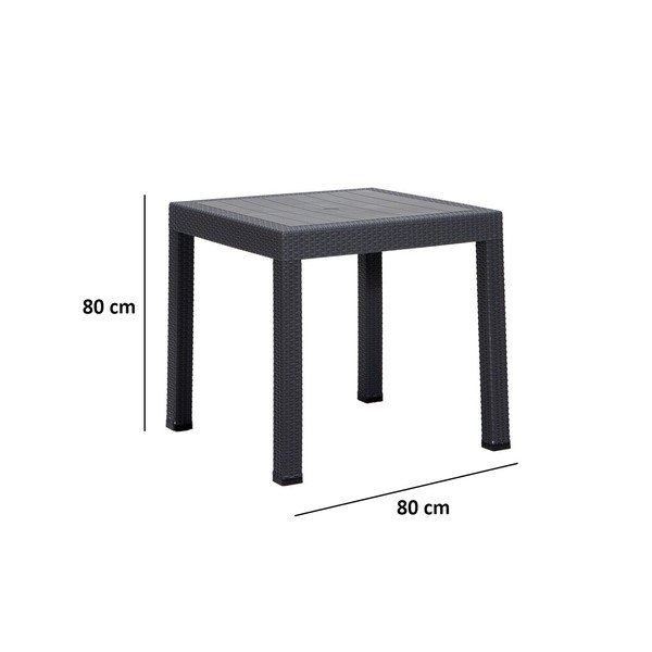 Plastový zahradní jídelní stůl 80x80 cm Rattan – Floriane Garden-image-2