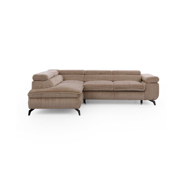 Hnědá manšestrová rohová pohovka (levý roh/do L) Marbeya  – Ropez