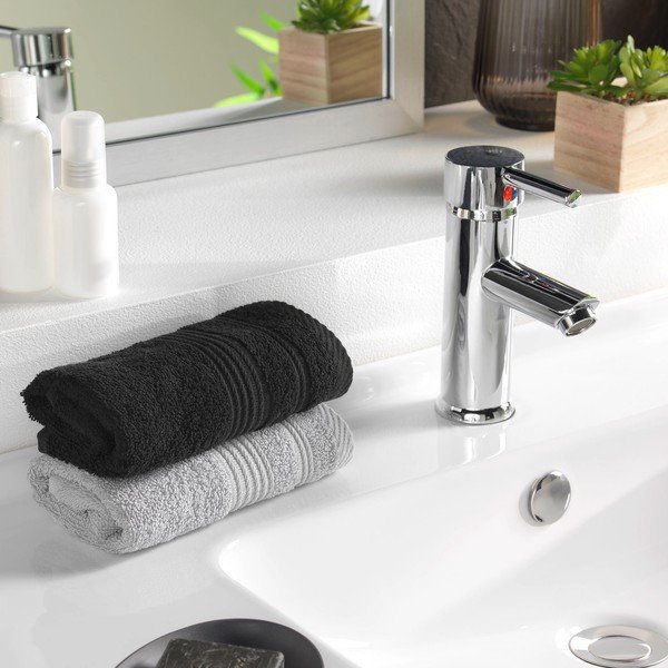 Černý froté bavlněný ručník 30x50 cm Tendresse – douceur d'intérieur-image-1