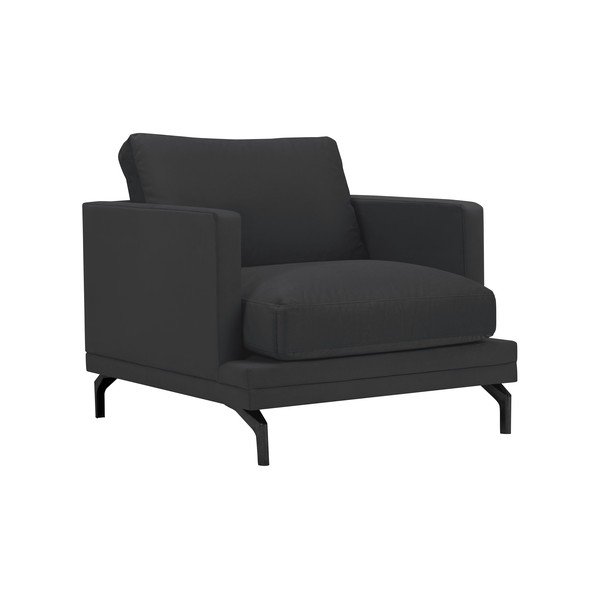 Tmavě šedé křeslo s podnožím v černé barvě Windsor & Co Sofas Jupiter-image-1