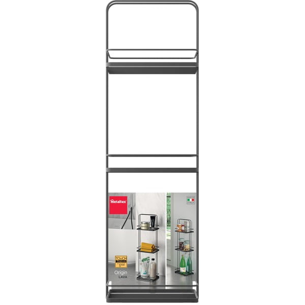 Matně černá ocelová koupelnová polička Lava – Metaltex-image-4