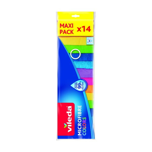 Hadříky z mikrovlákna v sadě 14 ks Colors – Vileda