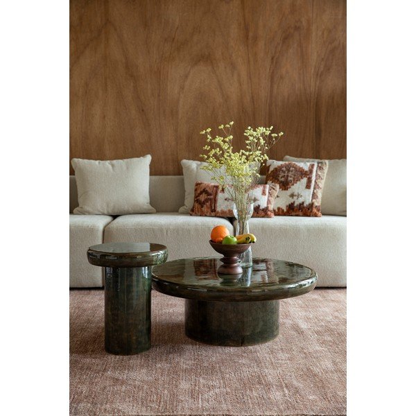 Zelený kulatý konferenční stolek z mangového dřeva ø 60 cm Mush – Dutchbone-image-1