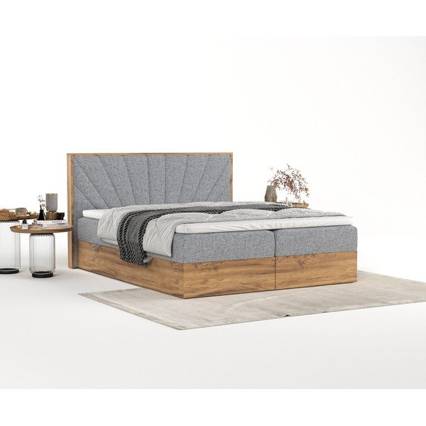 Boxspring postel s úložným prostorem v šedo-přírodní barvě 180x200 cm Asahi – Maison de Rêve-image-4