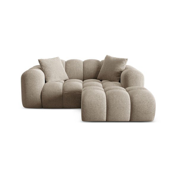 Světle hnědá žinylková rohová pohovka (pravý roh/s lenoškou) Treno – Cosmopolitan Design