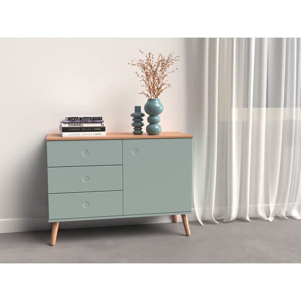 Světle zelená nízká komoda v dekoru dubu 109x79 cm Dot – Tenzo-image-1
