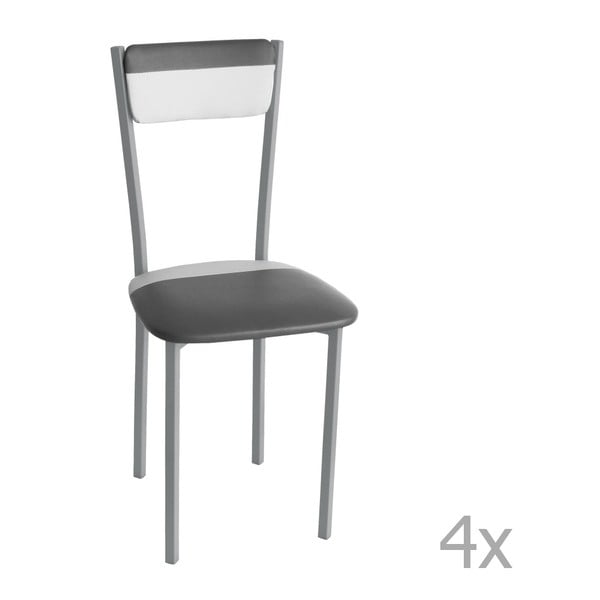 Sada 4 šedo-bílých jídelních židlí 13Casa Edera