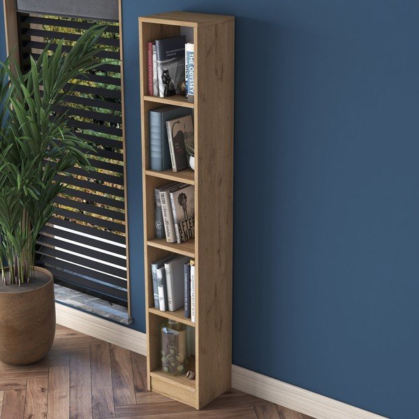 Knihovna v dekoru ořechu v přírodní barvě 30x170 cm Allen – Kalune Design-image-3