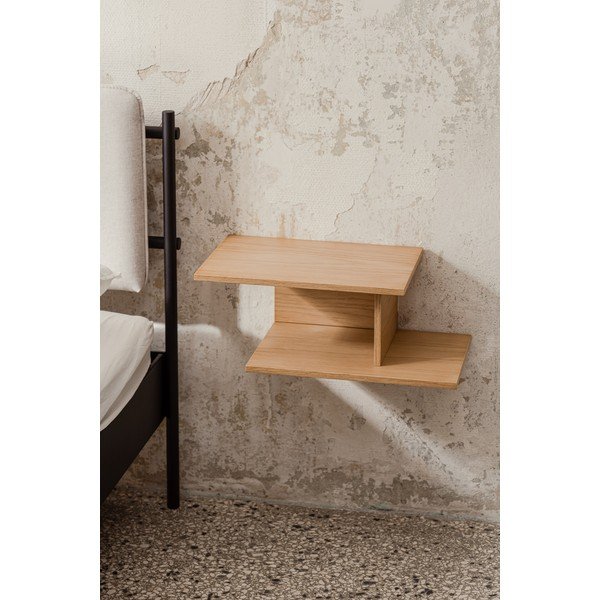 Závěsný/s poličkami noční stolek v dekoru dubu v přírodní barvě Tann – noo.ma-image-1