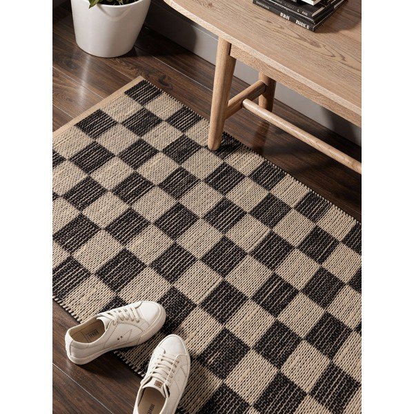 Černý/krémový ručně tkaný běhoun s příměsí juty 80x200 cm Rex – Hanse Home-image-3
