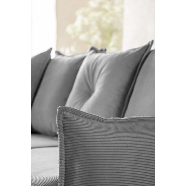 Šedá manšestrová rozkládací rohová pohovka (levý roh/do "U") Lazy Lukka – Miuform-image-4