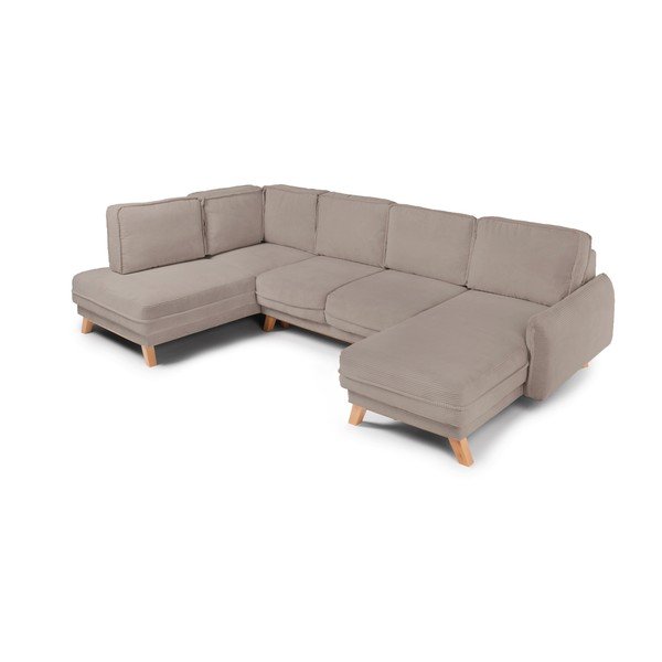 Taupe manšestrová rozkládací/s úložným prostorem rohová pohovka (levý roh/do "U") Tori – Bonami Selection-image-1