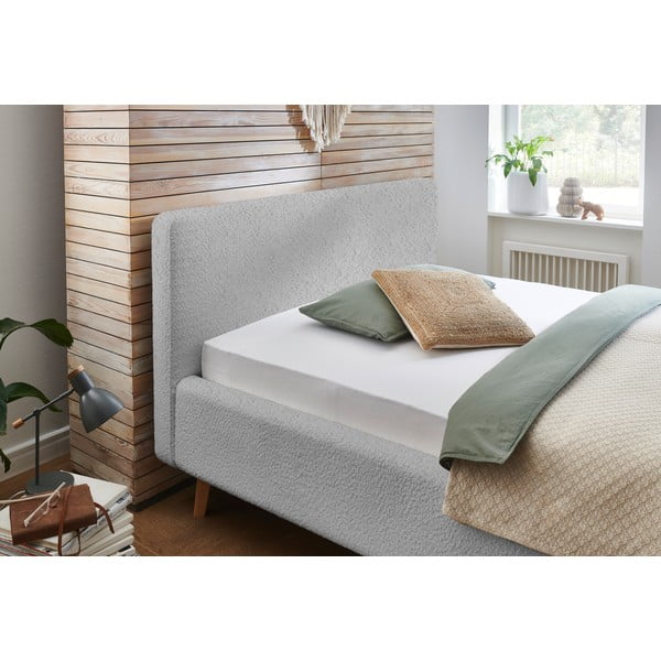 Světle šedá čalouněná dvoulůžková postel bez roštu 160x200 cm Mattis – Meise Möbel-image-1