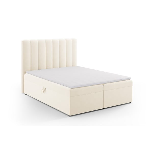 Béžová boxspring postel s úložným prostorem 160x200 cm Gina – Milo Casa