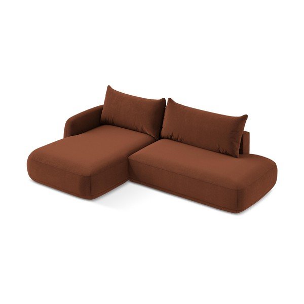 Rozkládací rohová pohovka v terakotové barvě (levý roh/s lenoškou) Hale – Makamii-image-2