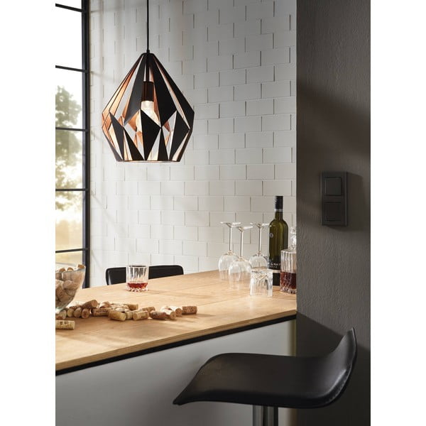 Černé závěsné svítidlo s kovovým stínidlem ø 31 cm CARLTON 1 – EGLO-image-1